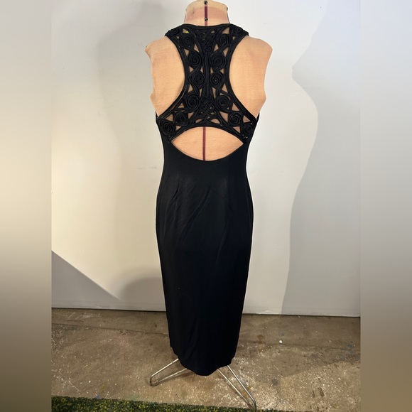 Vintage Jessica McClintock Gunne Sax Black Dress with Slit and Back Detail - Picture 5 of 12